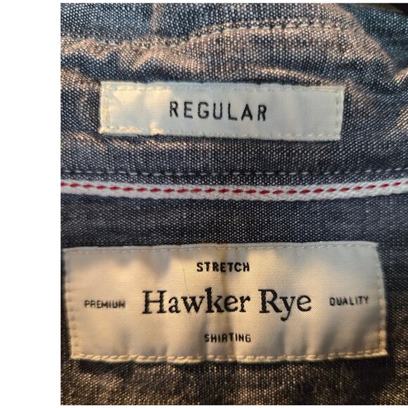 Hawker Rye Gray Chambray Cotton Regular Fit Button Down Casual Mens Large - Picture 4 of 8